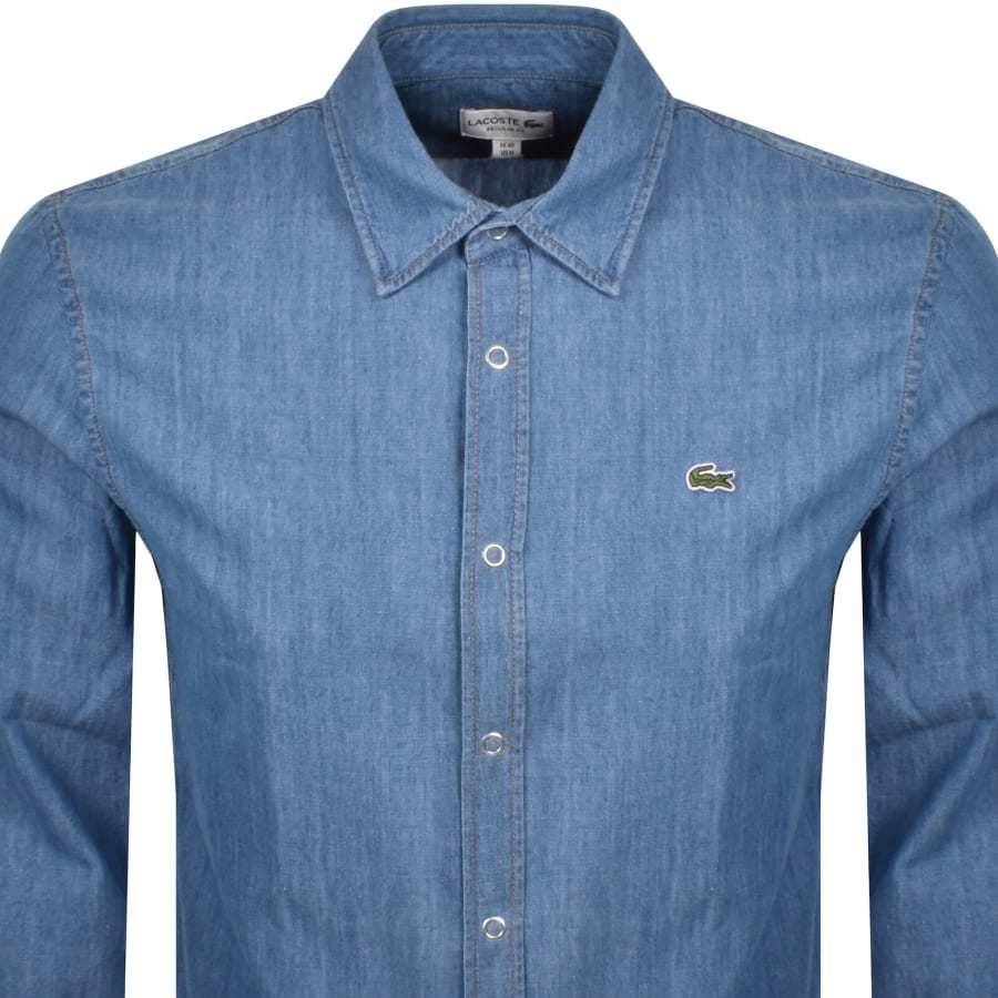 Image number 2 for Lacoste Long Sleeved Woven Shirt Blue
