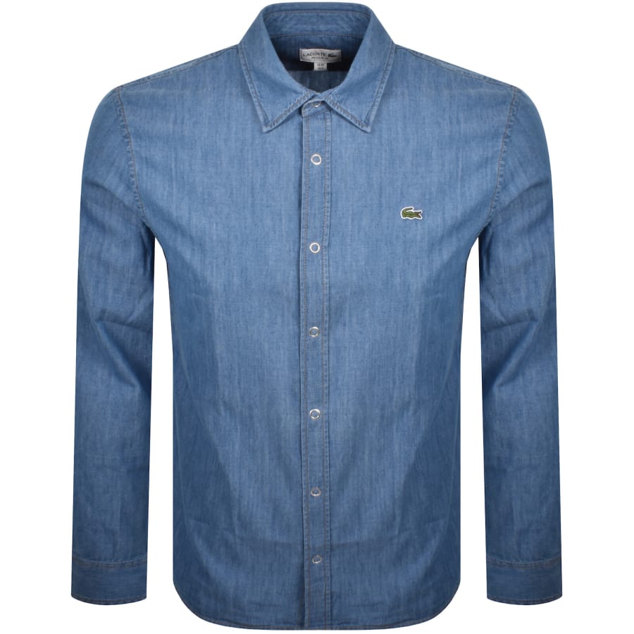 Image number 1 for Lacoste Long Sleeved Woven Shirt Blue