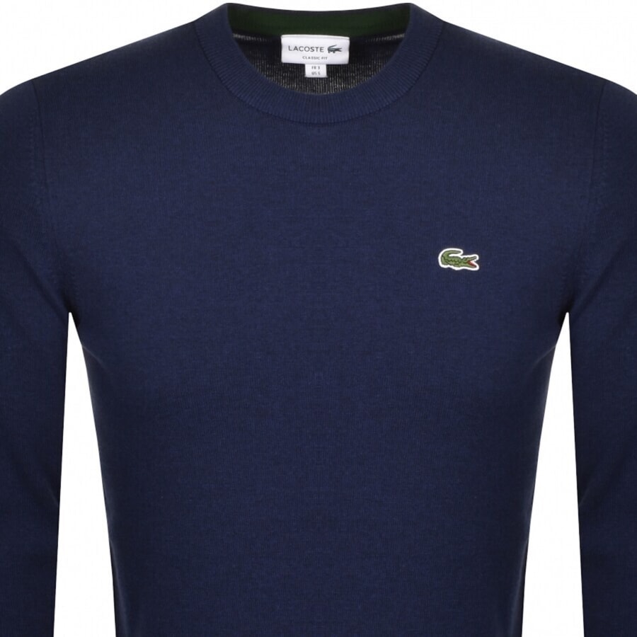 Image number 2 for Lacoste Crew Neck Knit Jumper Navy