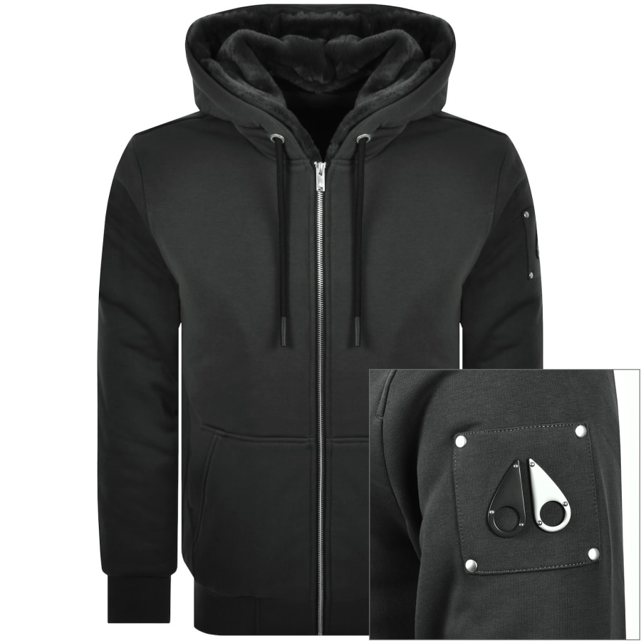 Image number 1 for Moose Knuckles Classic Bunny Zip Hoodie Grey