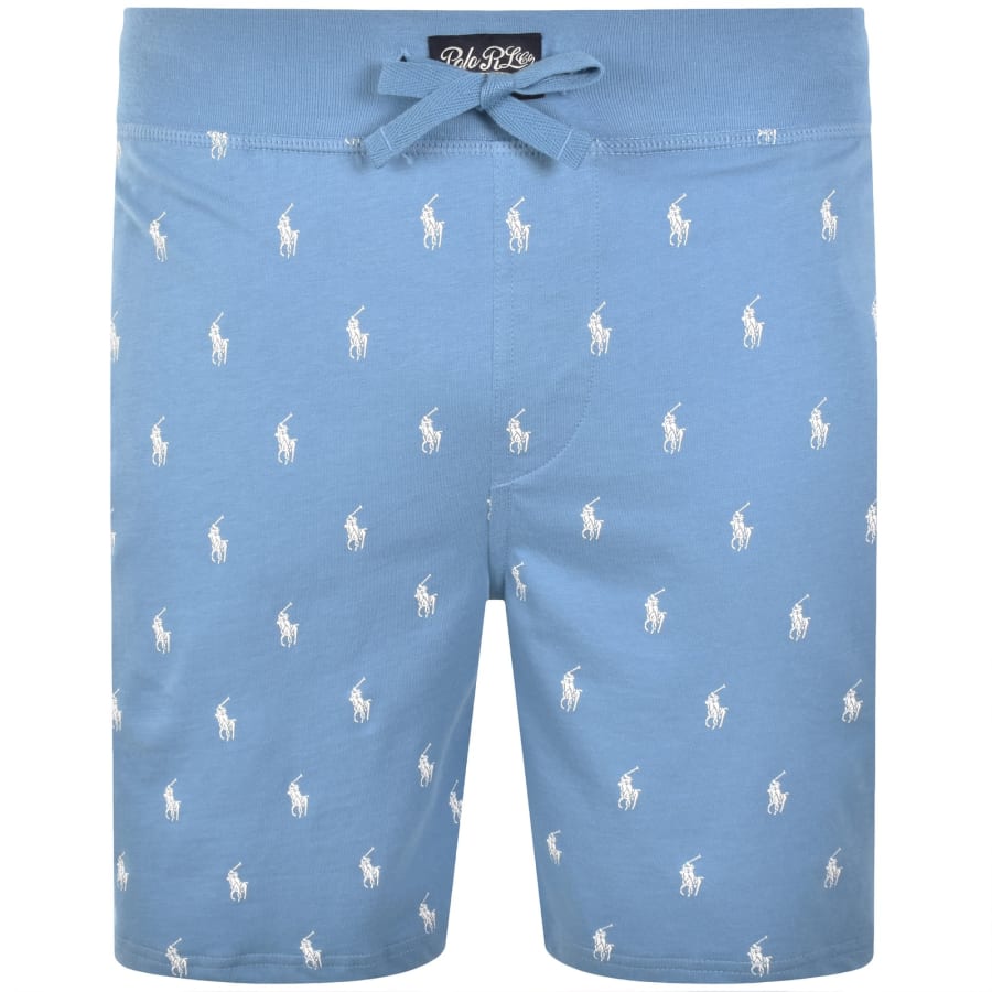 Image number 1 for Ralph Lauren Patterned Lounge Shorts Blue