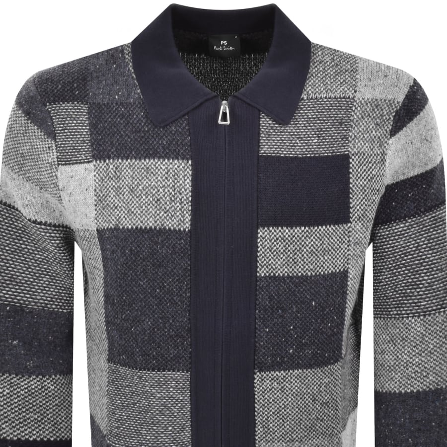 Image number 2 for Paul Smith Patchwork Full Zip Cardigan Navy