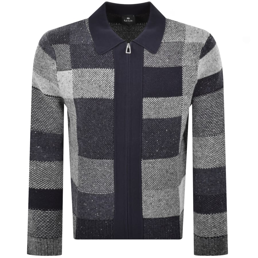 Image number 1 for Paul Smith Patchwork Full Zip Cardigan Navy