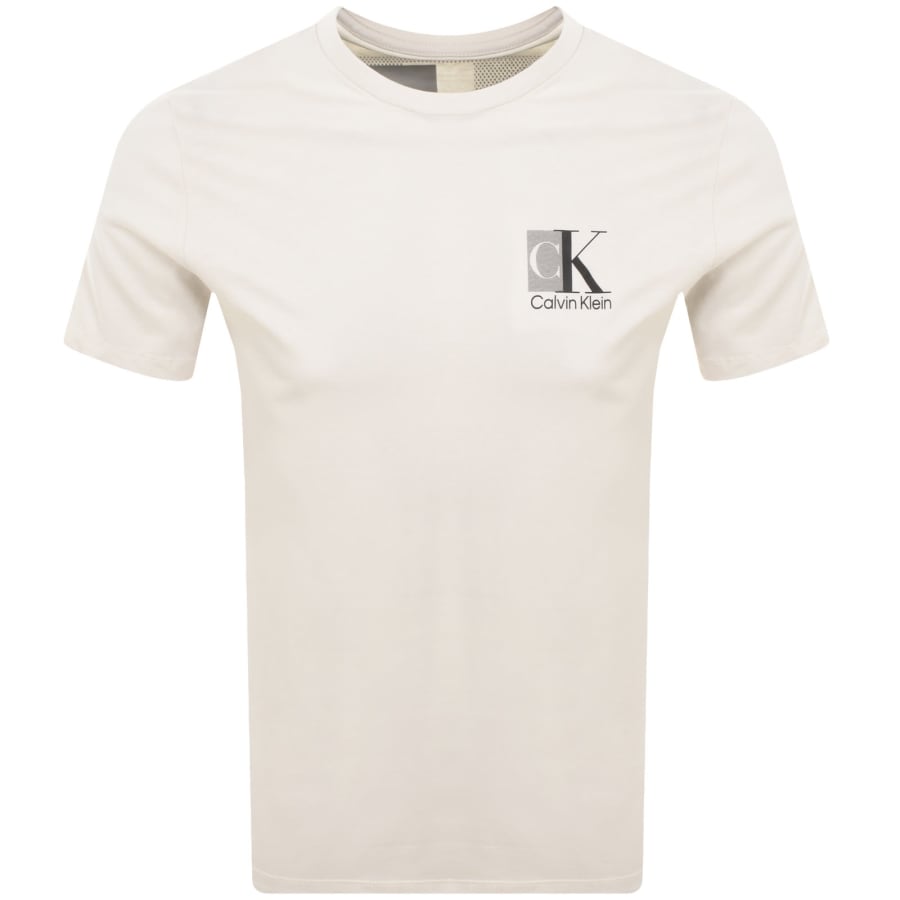 Image number 2 for Calvin Klein Abstract Logo T Shirt Cream