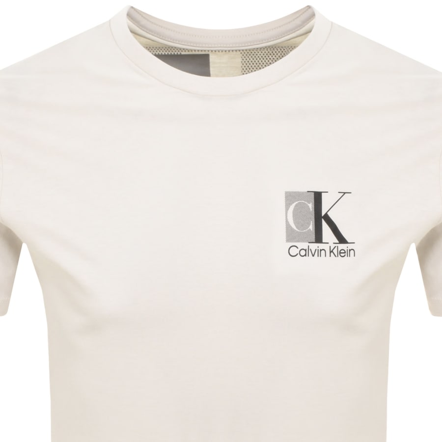 Image number 3 for Calvin Klein Abstract Logo T Shirt Cream