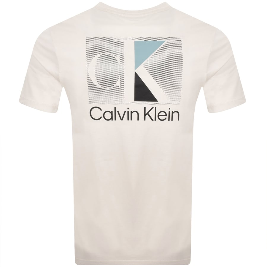 Image number 5 for Calvin Klein Abstract Logo T Shirt Cream