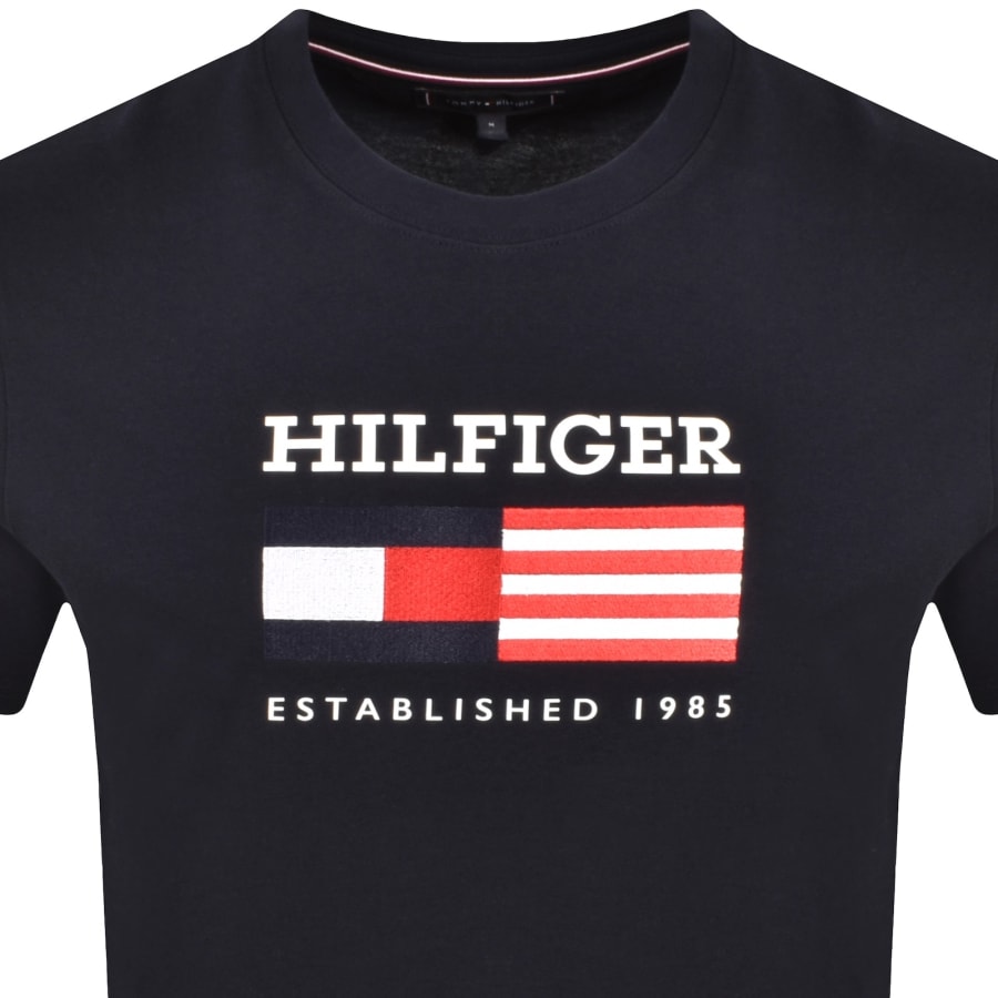 Image number 2 for Tommy Hilfiger Monotype Flag T Shirt Navy
