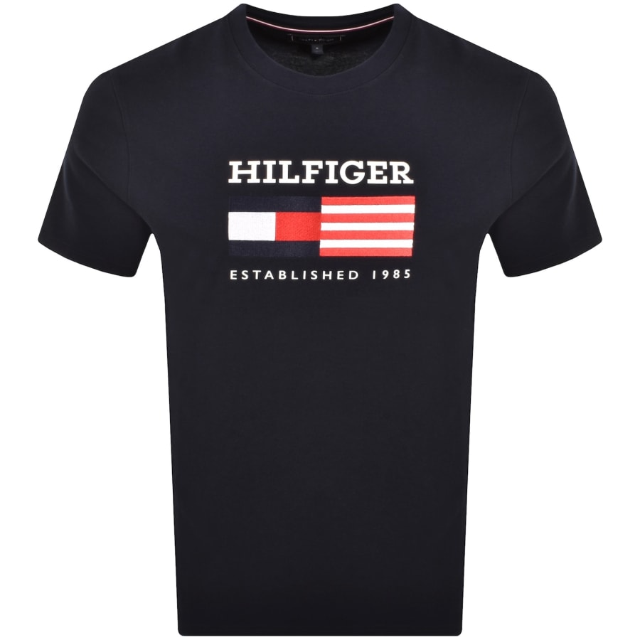 Image number 1 for Tommy Hilfiger Monotype Flag T Shirt Navy