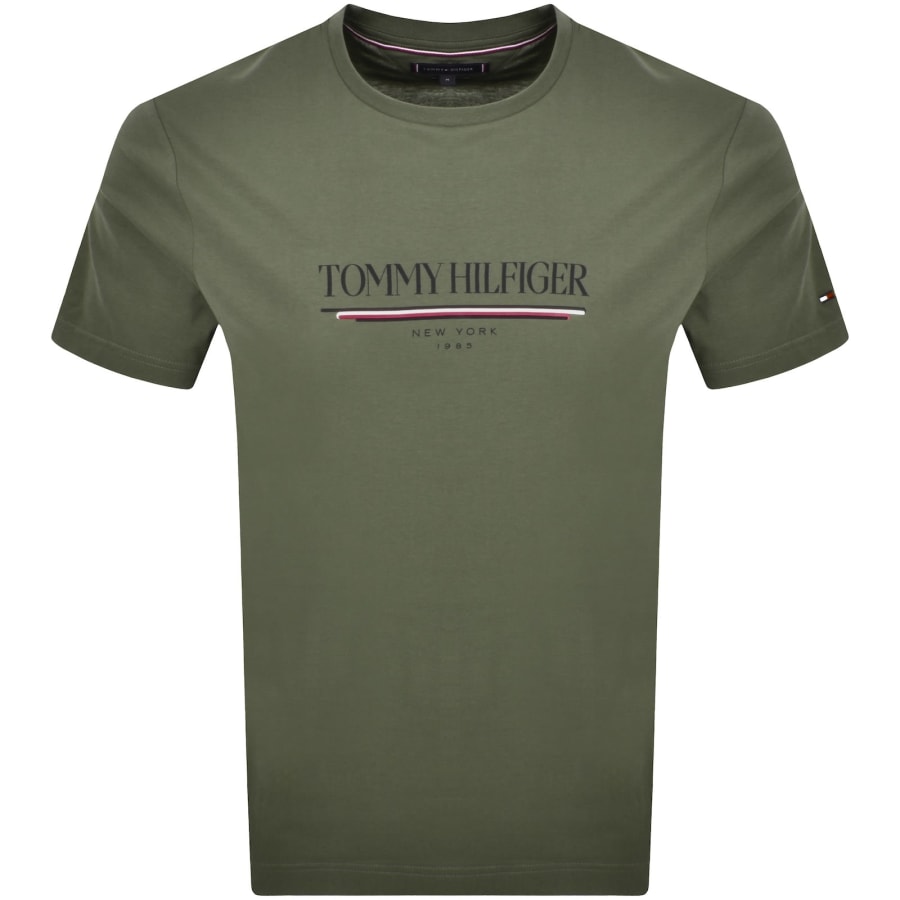 Image number 1 for Tommy Hilfiger Logo Brand Love T Shirt Green
