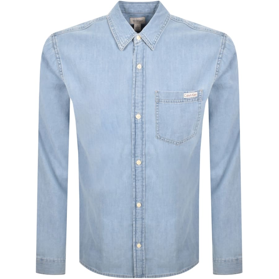 Image number 1 for Calvin Klein Jeans Long Sleeve Denim Shirt Blue