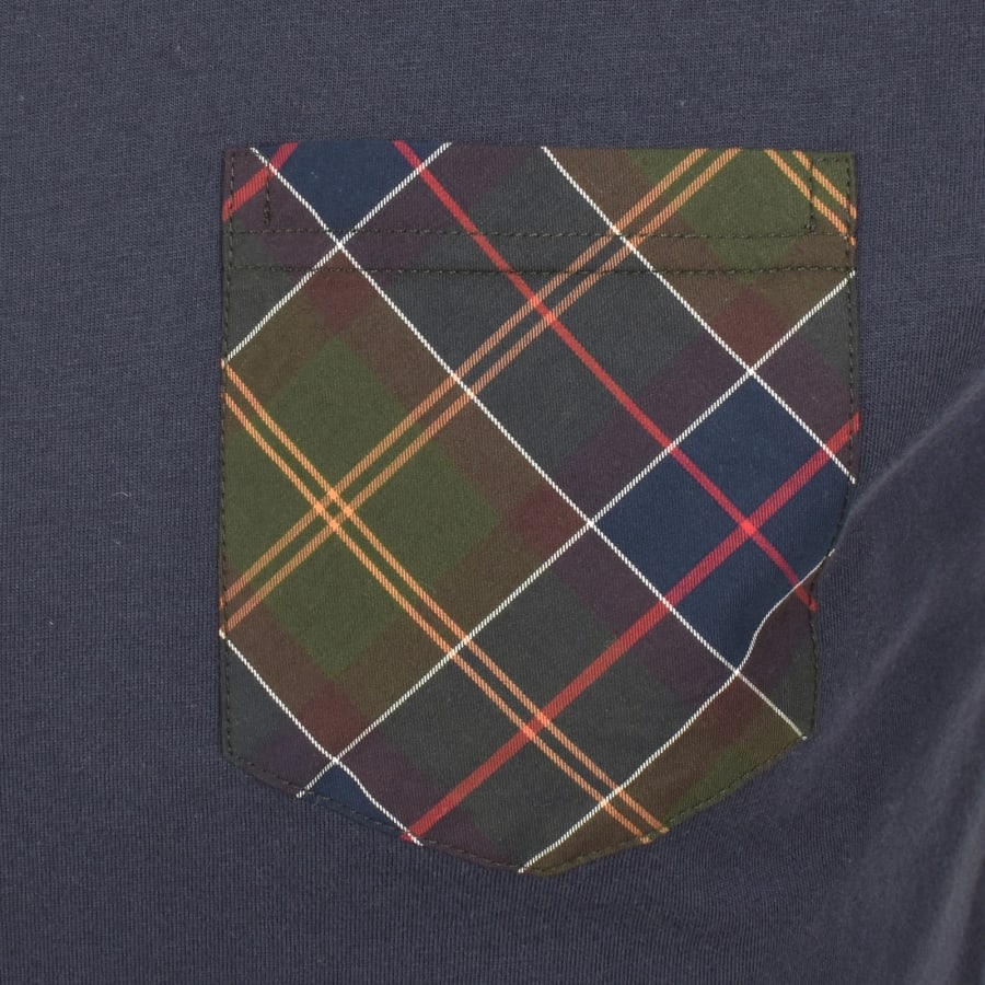 Image number 3 for Barbour Arnside Tartan Pocket T Shirt Navy