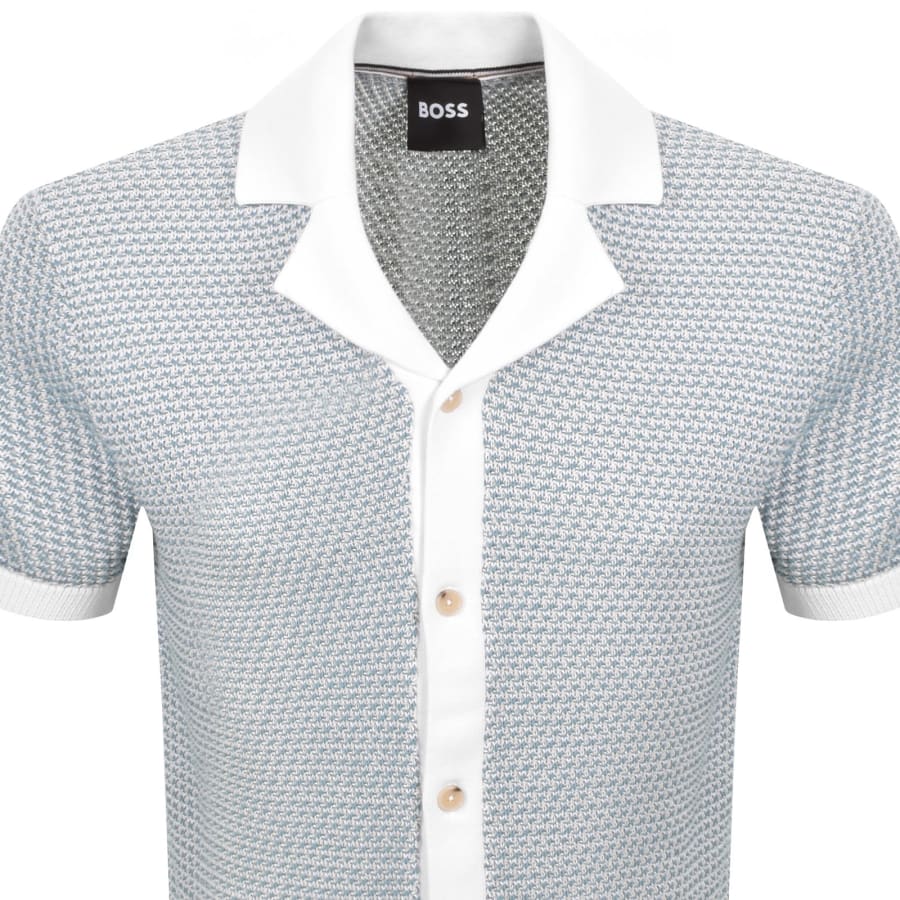 Image number 2 for BOSS Iconico Knit Polo Pastel Blue