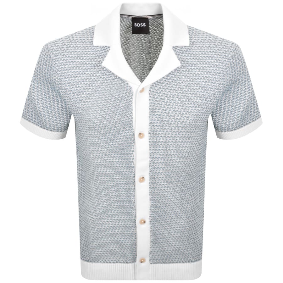 Image number 1 for BOSS Iconico Knit Polo Pastel Blue