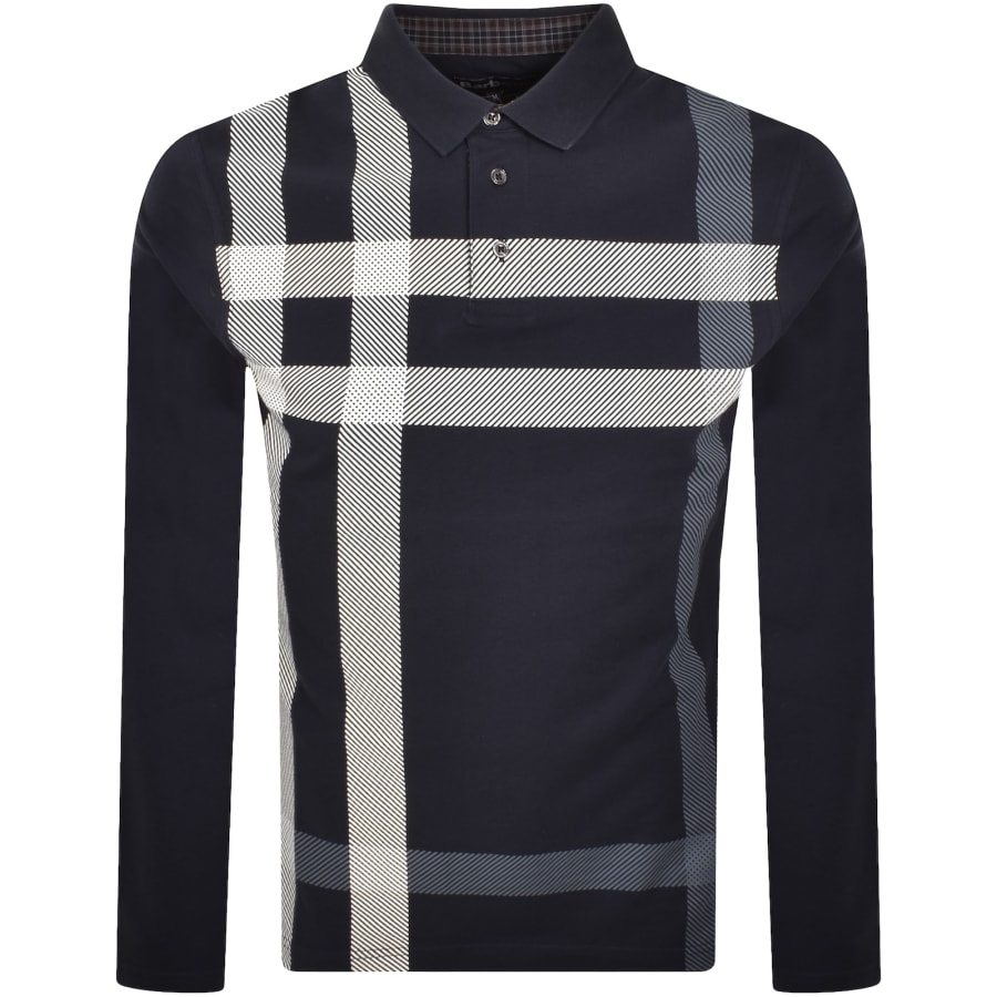 Image number 1 for Barbour Blaine Long Sleeve Polo T Shirt Navy