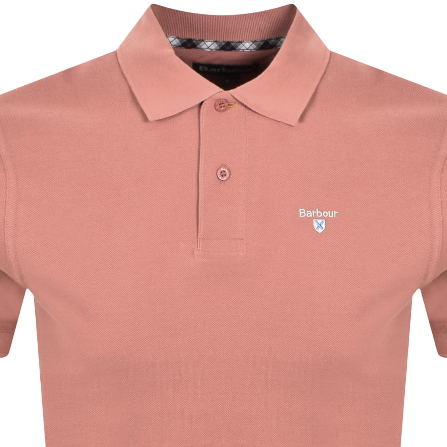 Image number 2 for Barbour Pique Polo T Shirt Earth Pink
