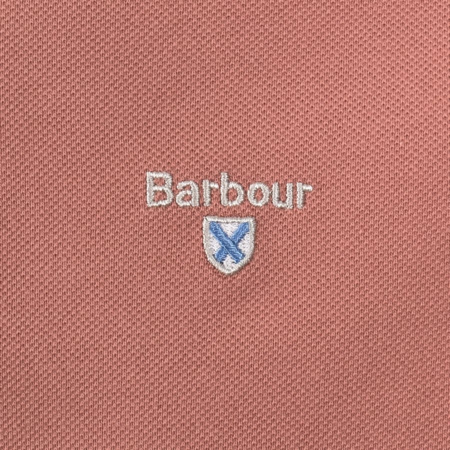 Image number 3 for Barbour Pique Polo T Shirt Earth Pink