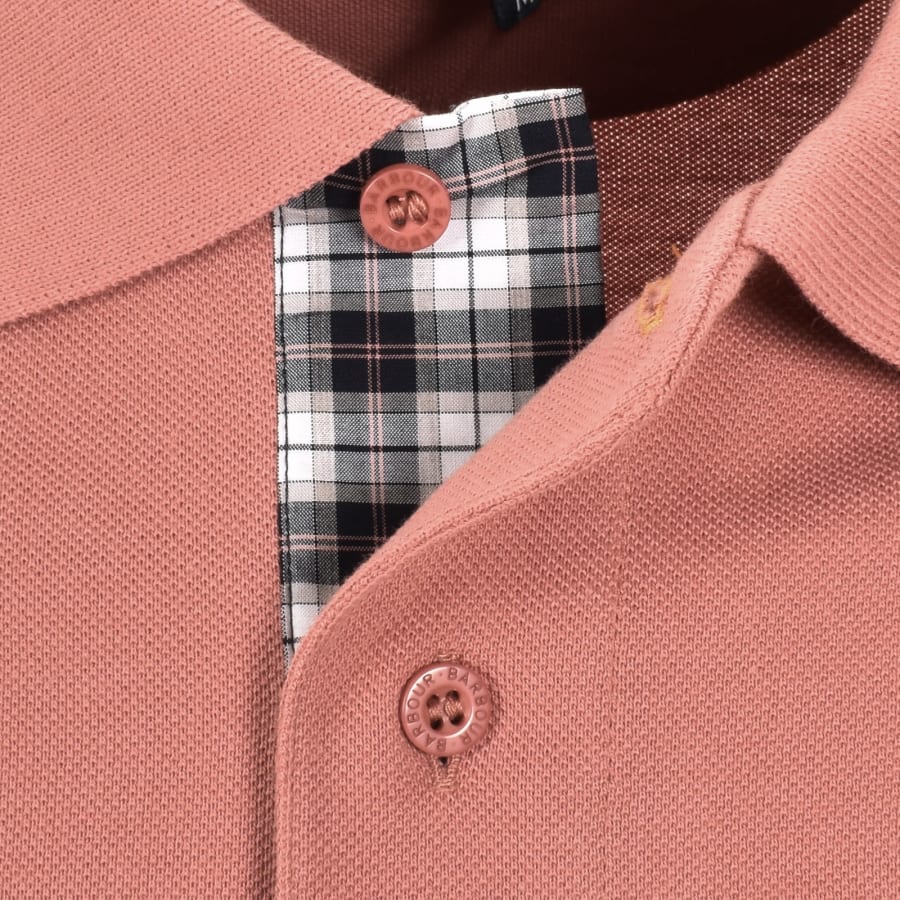 Image number 4 for Barbour Pique Polo T Shirt Earth Pink