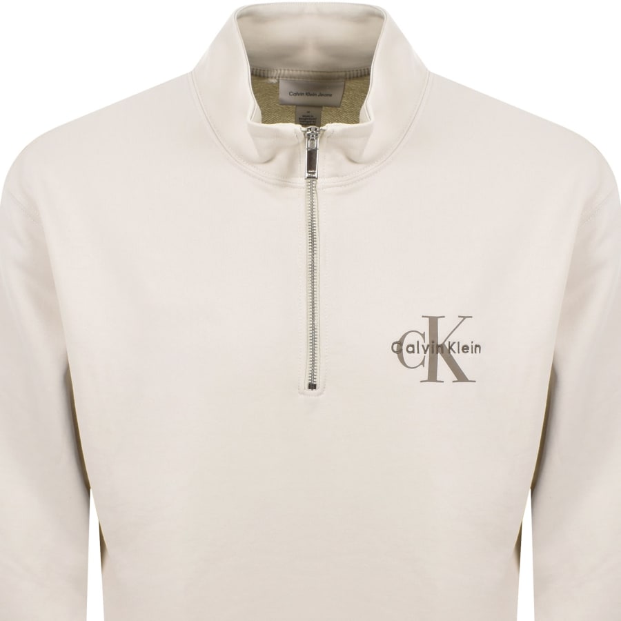 Image number 2 for Calvin Klein Jeans Half Zip Sweatshirt Chalk