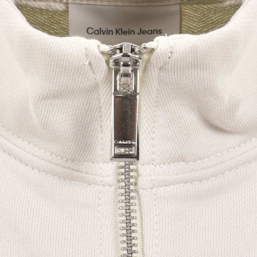 Image number 4 for Calvin Klein Jeans Half Zip Sweatshirt Chalk