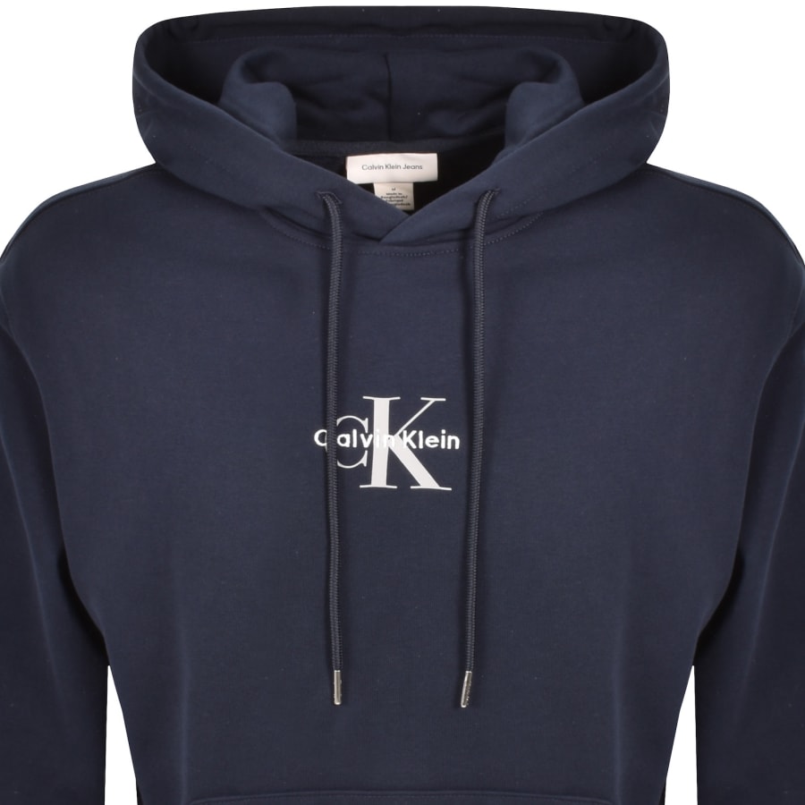 Image number 2 for Calvin Klein Jeans Logo Hoodie Navy