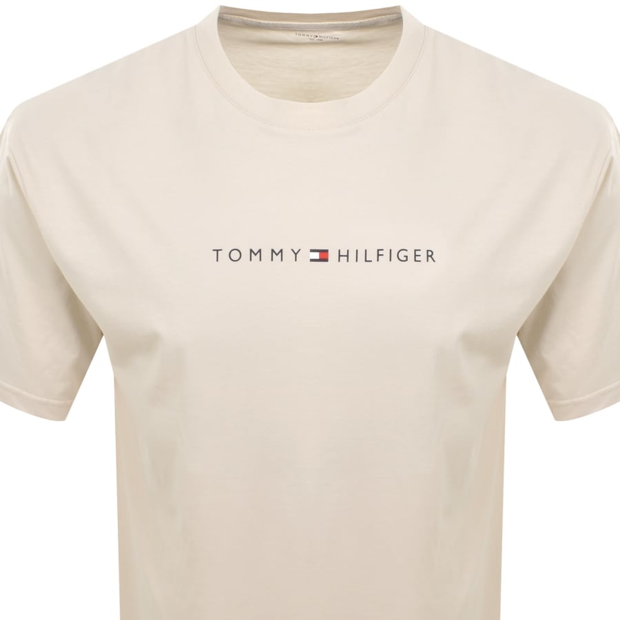 Image number 2 for Tommy Hilfiger Logo T Shirt Newsprint Cream