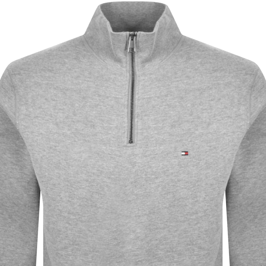 Image number 2 for Tommy Hilfiger Quarter Zip Fleece Sweatshirt Grey