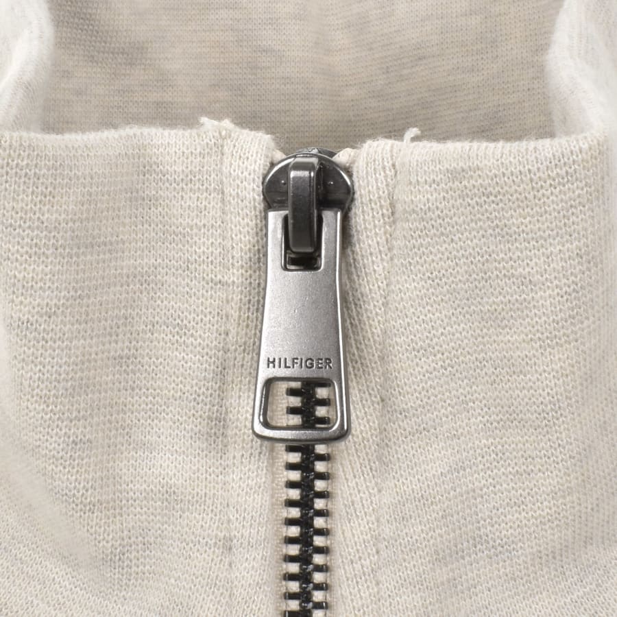 Image number 4 for Tommy Hilfiger Quarter Zip Fleece Sweatshirt Beige