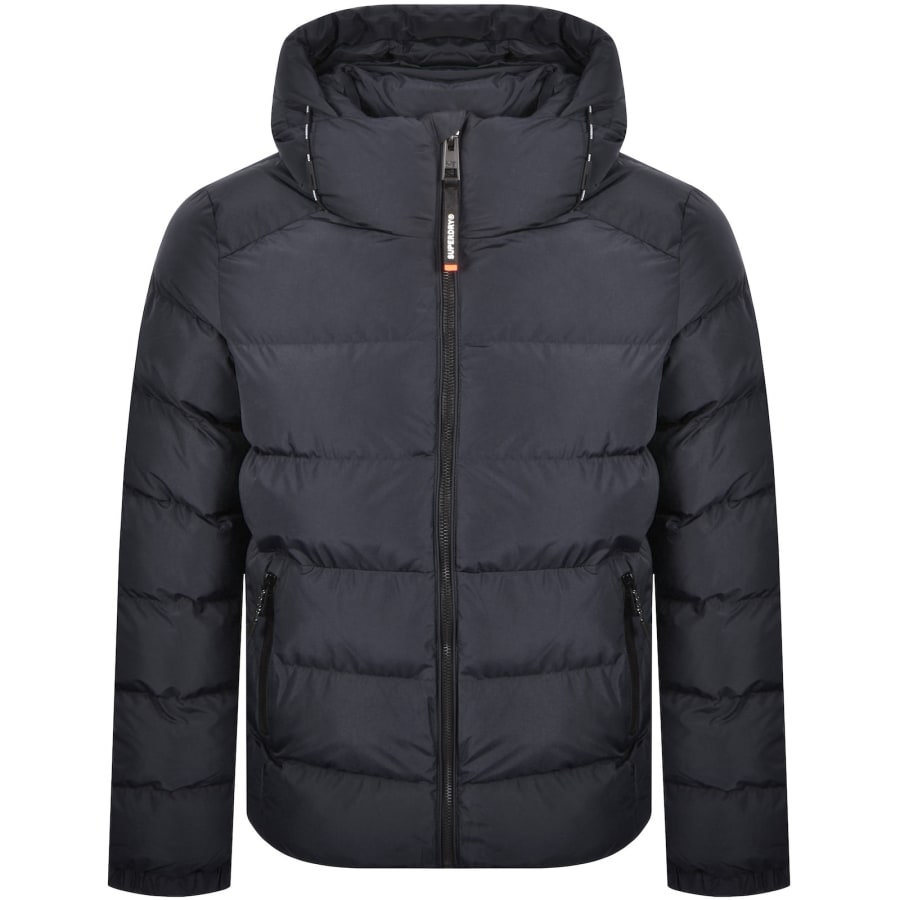 Image number 2 for Superdry Hooded Sports Puffer Jacket Navy