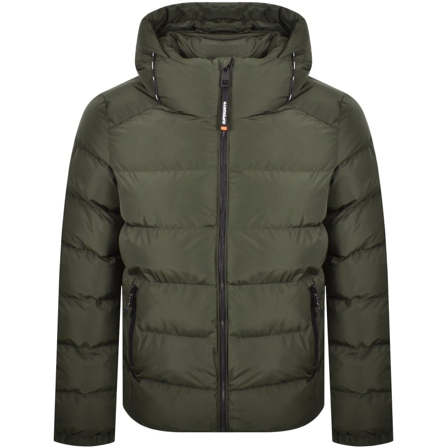 Image number 2 for Superdry Hooded Sports Puffer Jacket Green