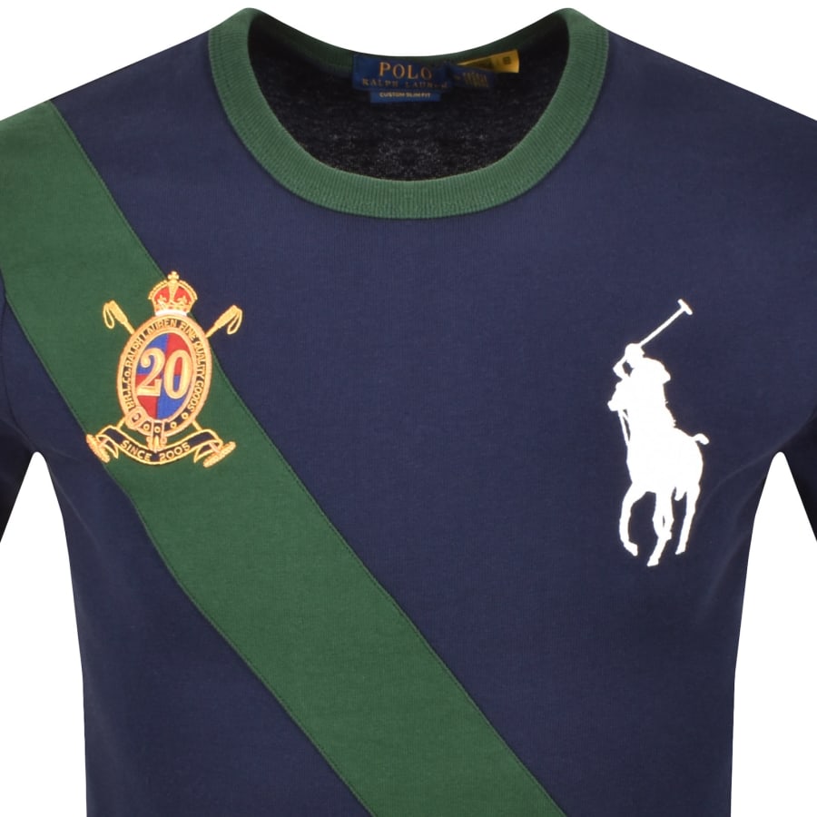 Image number 2 for Ralph Lauren Crew Neck Slim Fit T Shirt Navy