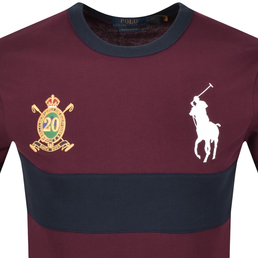 Image number 2 for Ralph Lauren Crew Neck Slim Fit T Shirt Burgundy