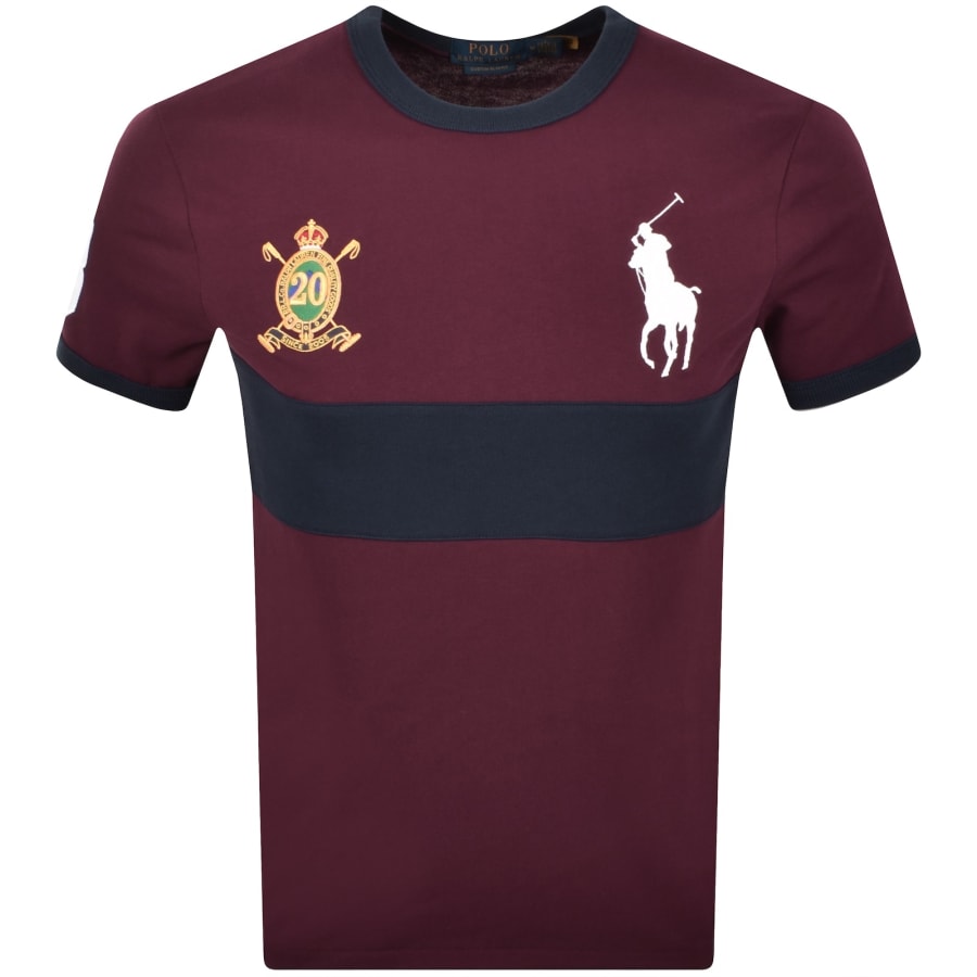 Image number 1 for Ralph Lauren Crew Neck Slim Fit T Shirt Burgundy