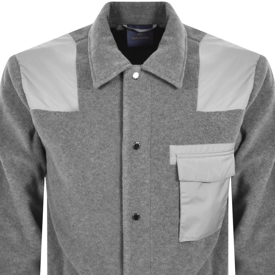 Image number 2 for Paul And Shark Fleece Overshirt Grey