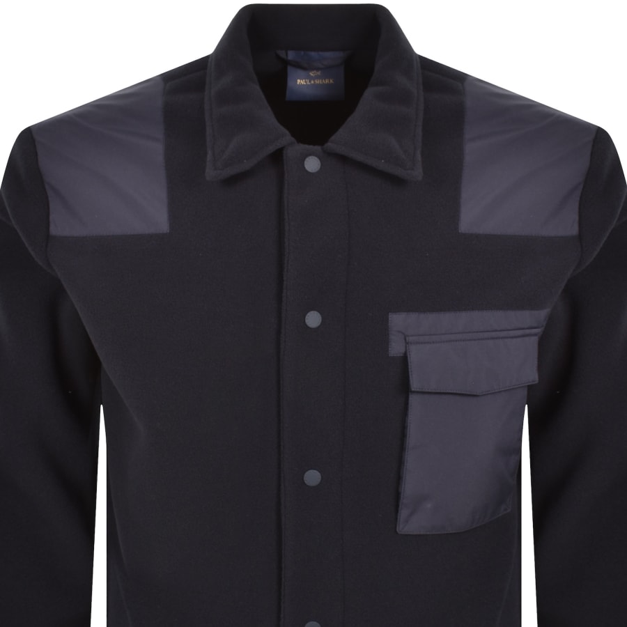 Image number 2 for Paul And Shark Fleece Overshirt Navy