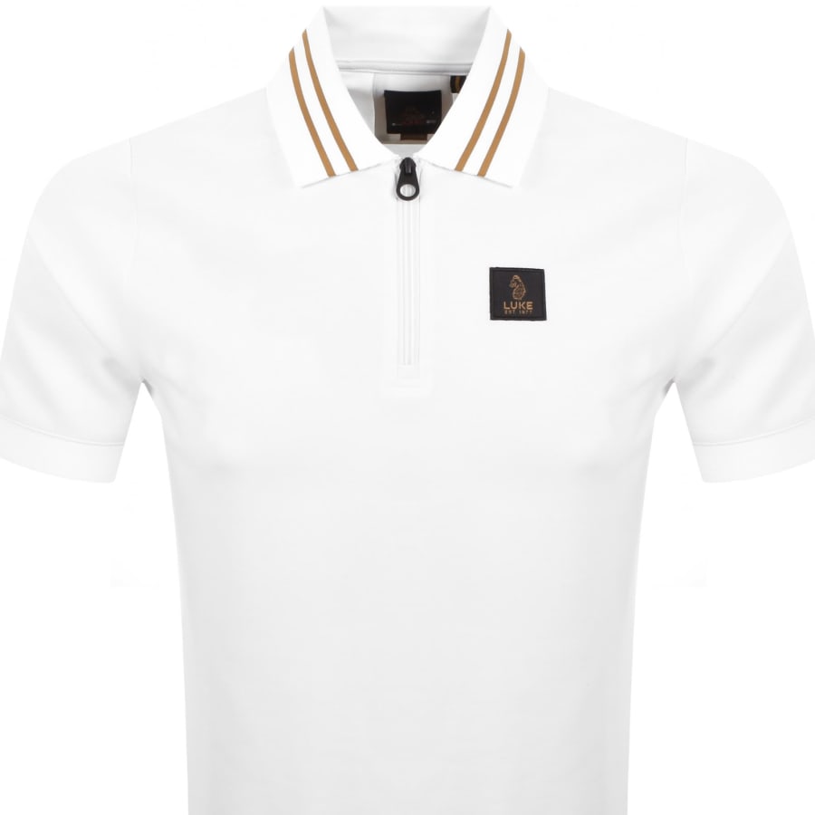 Image number 2 for Luke 1977 Throop Zip Polo T Shirt White