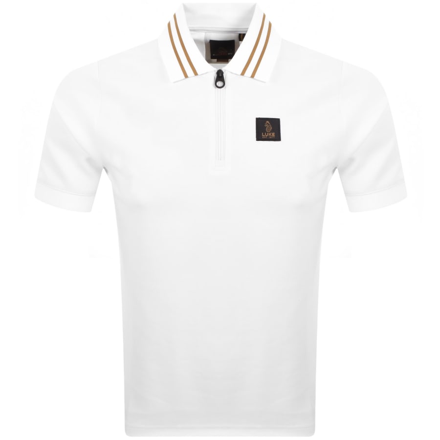 Image number 1 for Luke 1977 Throop Zip Polo T Shirt White