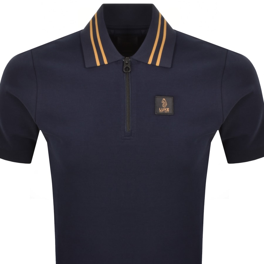 Image number 2 for Luke 1977 Throop Zip Polo T Shirt Navy