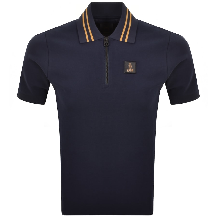Image number 1 for Luke 1977 Throop Zip Polo T Shirt Navy