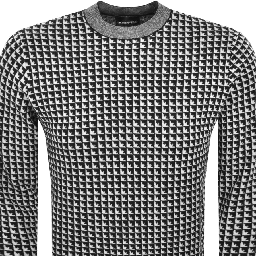 Image number 2 for Emporio Armani Patterned Wool Jumper Black
