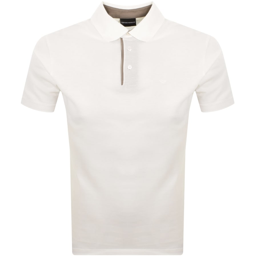 Image number 1 for Emporio Armani Contrast Placket Polo Snow White