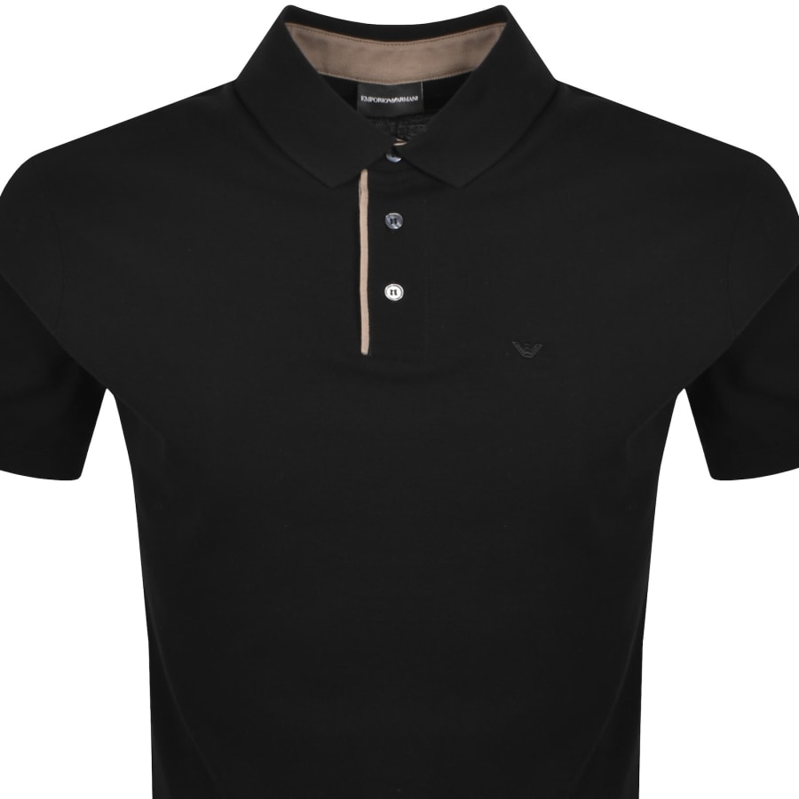 Image number 2 for Emporio Armani Contrast Placket Polo Black