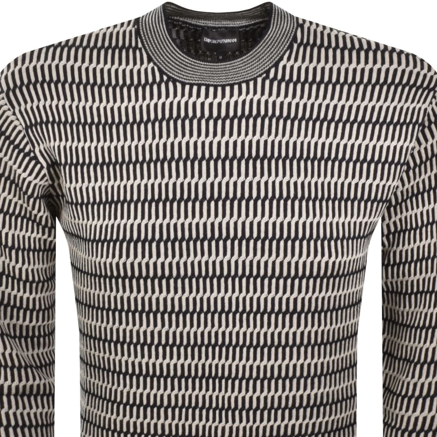 Image number 2 for Emporio Armani Patterned Wool Jumper Navy