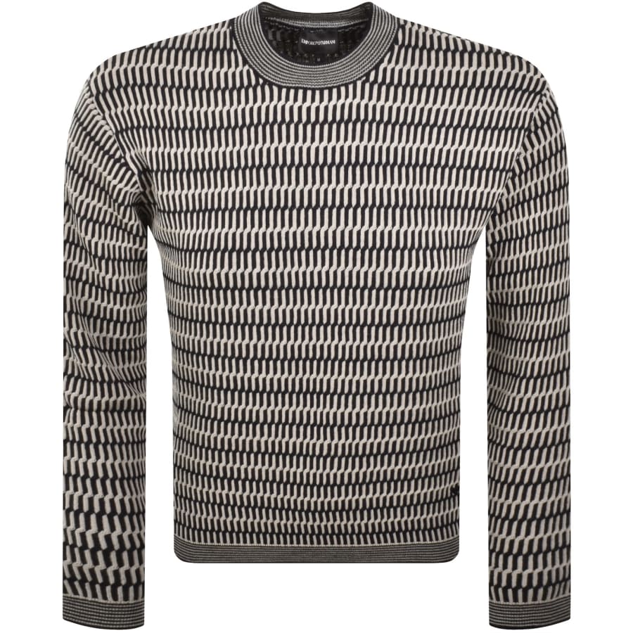 Image number 1 for Emporio Armani Patterned Wool Jumper Navy