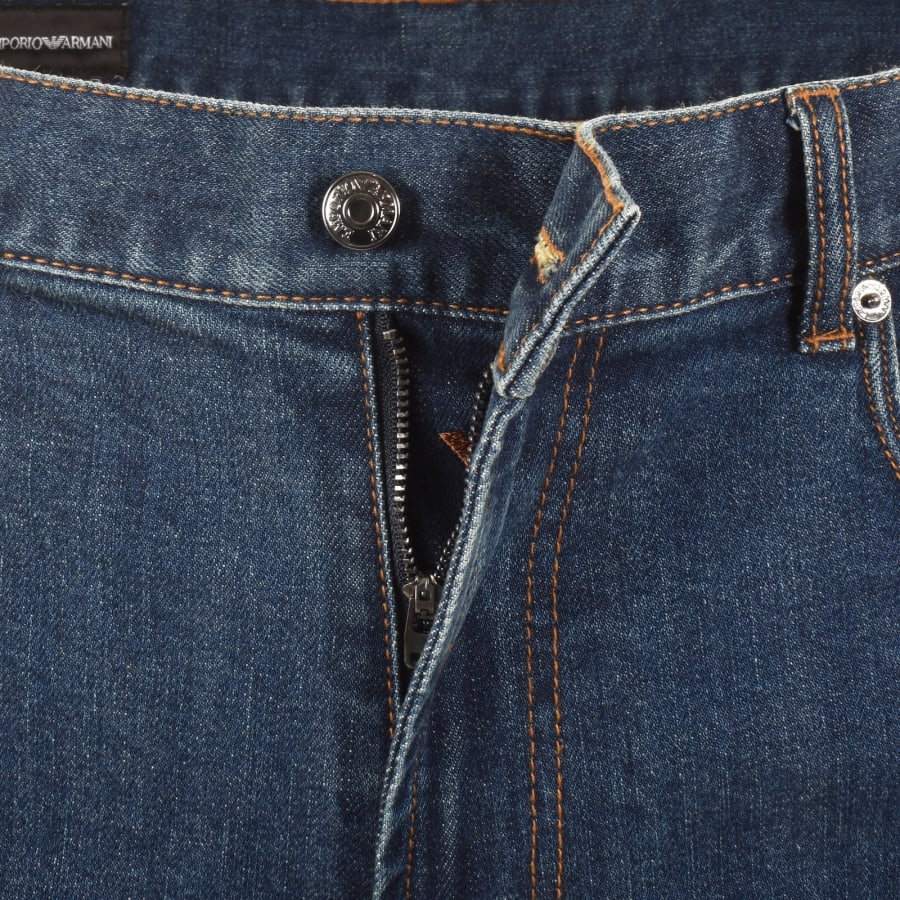 Image number 5 for Emporio Armani J76 Straight Fit Jeans Blue Denim