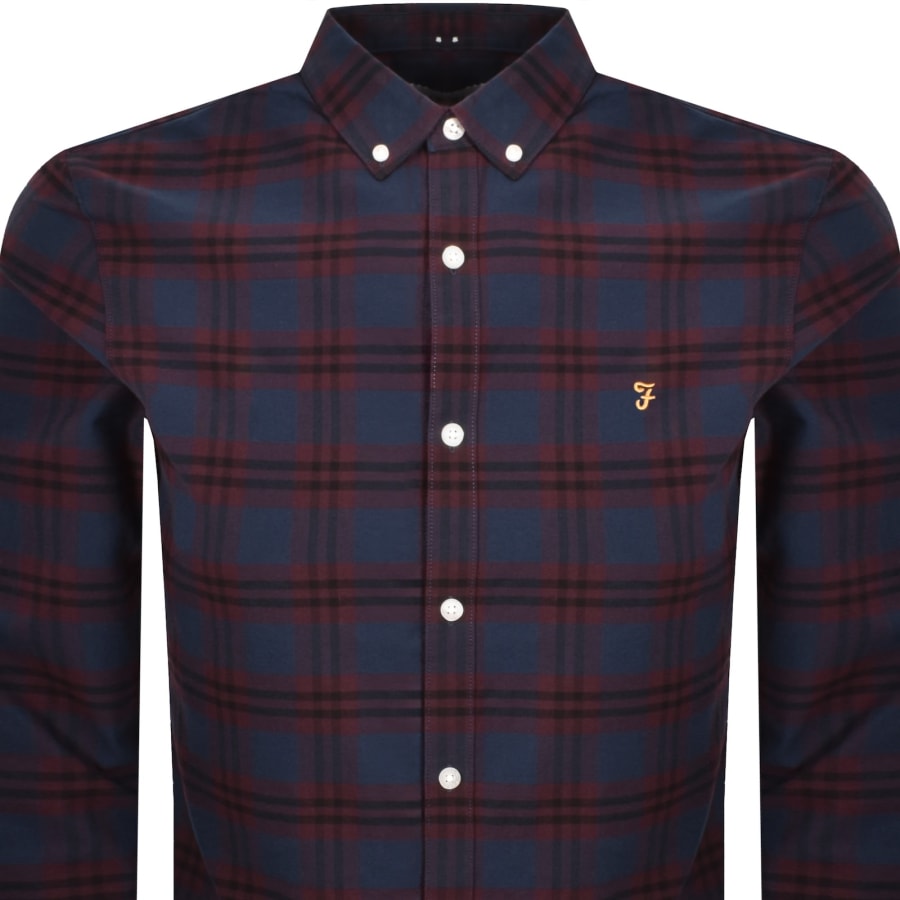 Image number 2 for Farah Brewer Check Shirt Burgundy