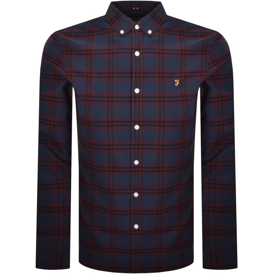 Image number 1 for Farah Brewer Check Shirt Burgundy