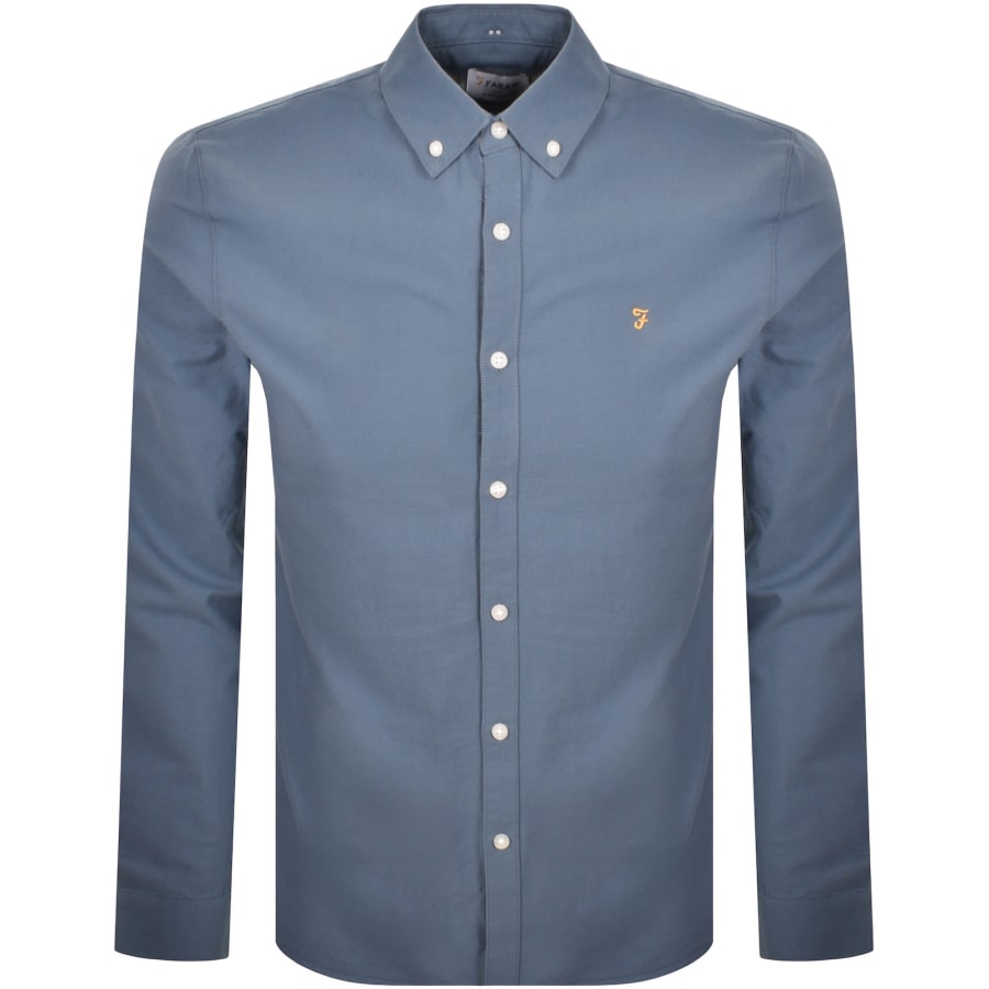 Image number 1 for Farah Brewer Long Sleeve Shirt Blue