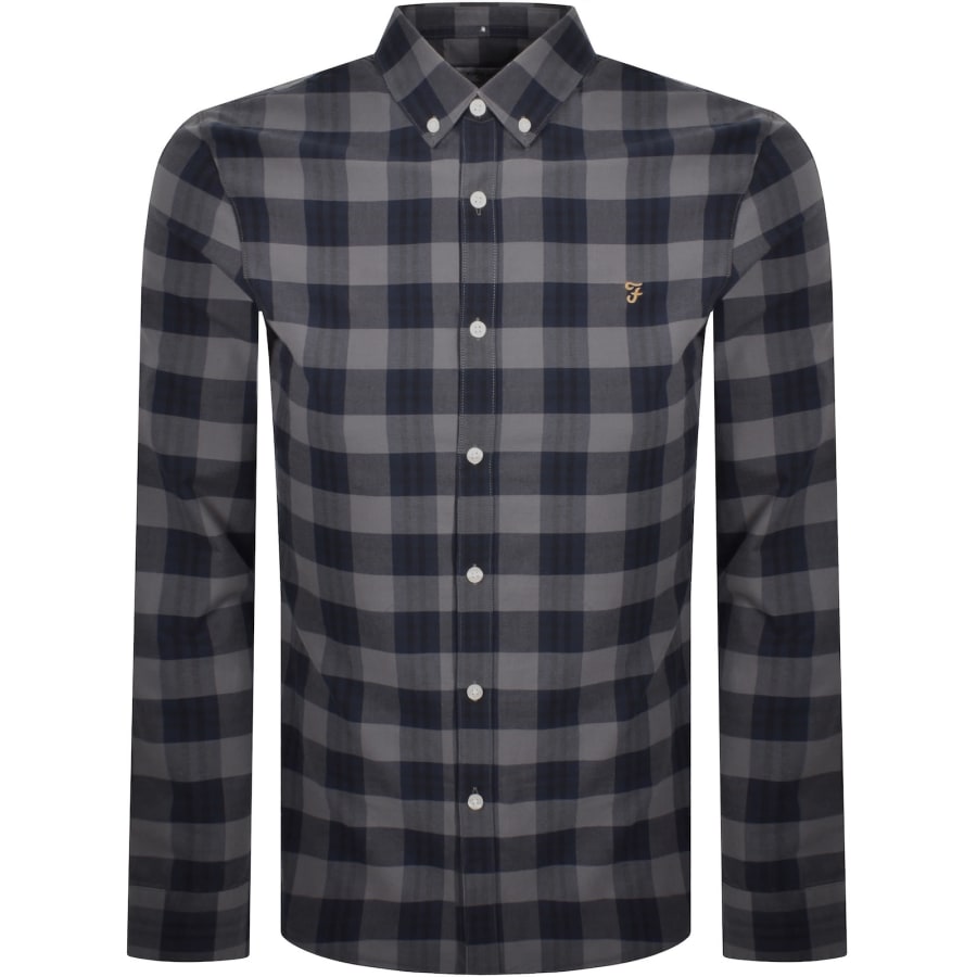 Image number 1 for Farah Brewer Check Shirt Yale Grey