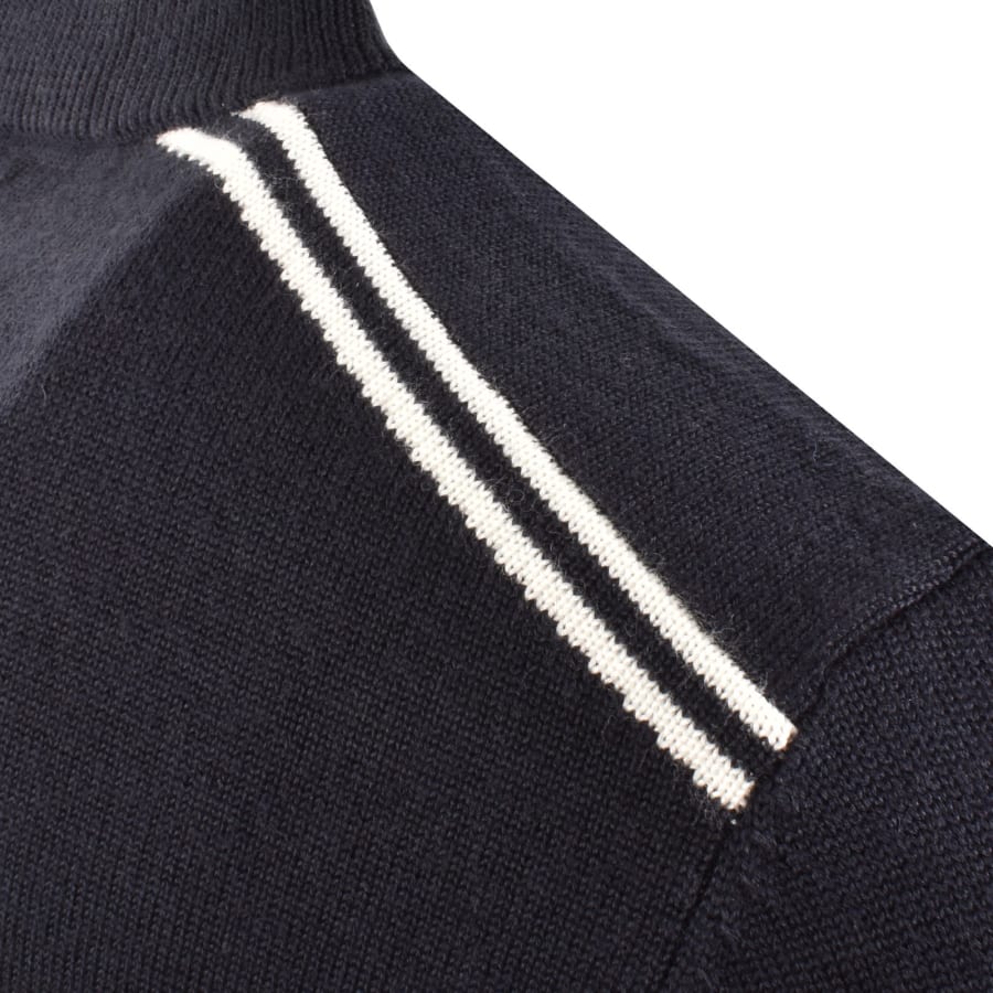 Image number 5 for Pretty Green Quarter Zip Jumper Navy