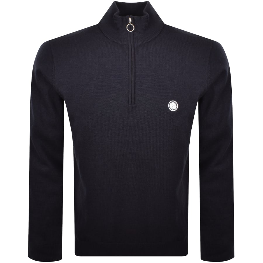 Image number 1 for Pretty Green Quarter Zip Sweatshirt Navy